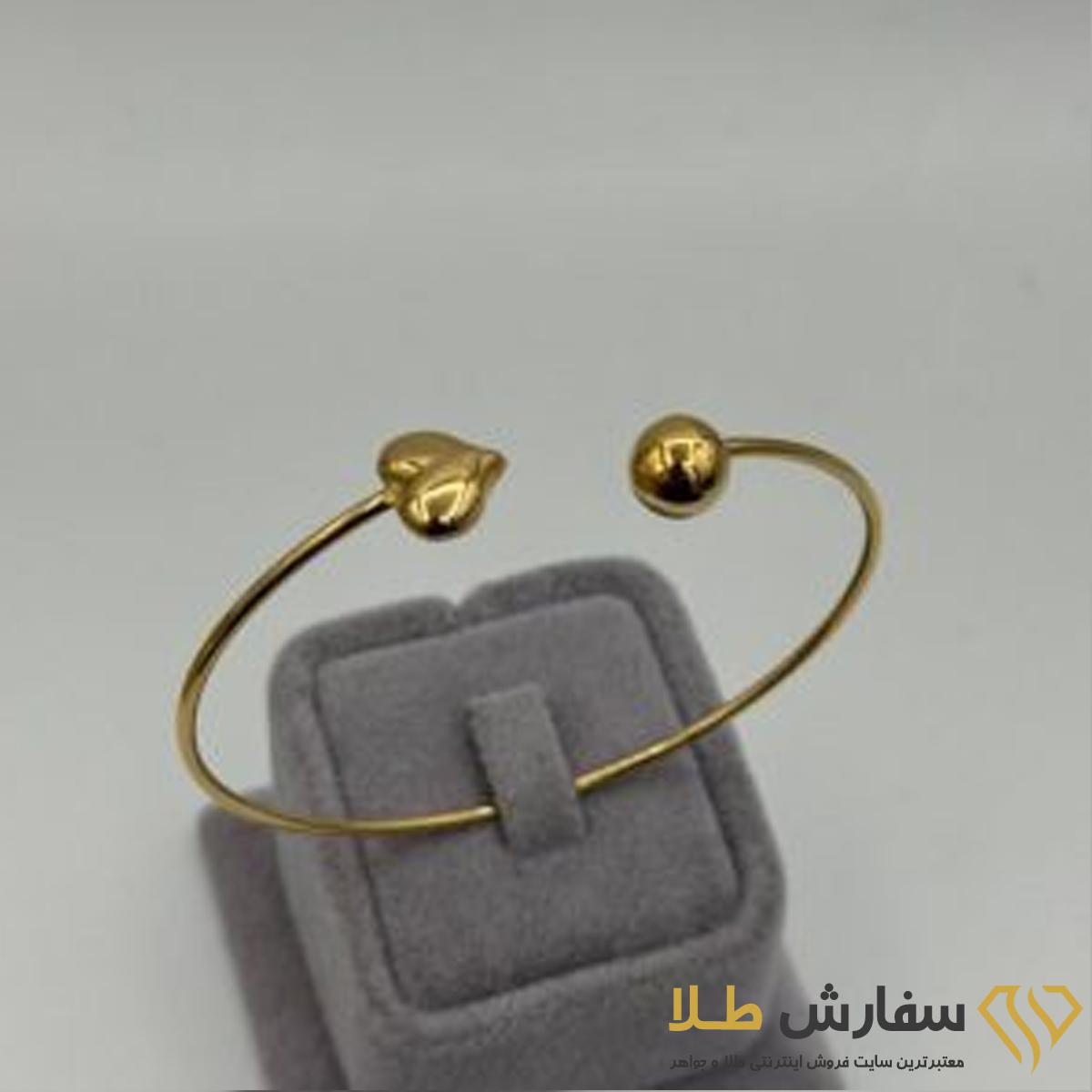 دستبند بنگل طلا طرح گوی و قلب ST4802 دستبند بنگل طلا طرح گوی و قلب ST4802 - Image 1