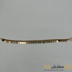 دستبند طلا طرح زنجیر کارتیر و پولک‌دار ST3916