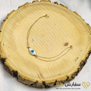 دستبند طلا چشم نظر طرح زنجیر دوبل ST1826