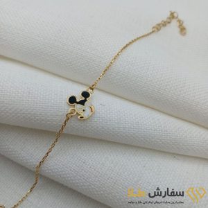 دستبند پلاک مینادار طلا طرح میکی موس ST4180