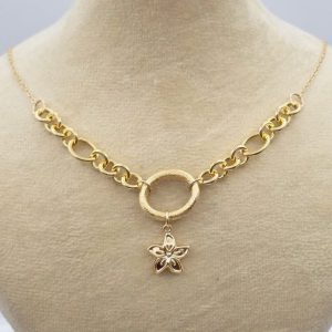 زنجیر متصل دایره گل طلا AJ5050