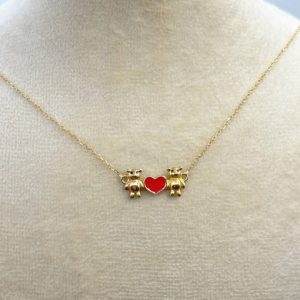 آویزطلا مینادارطرح خرس و قلبAJ4762