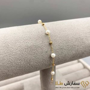 دستبند طلا کلاسیک مرواریددار ST2515