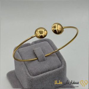 دستبند بنگل طلا جفت گوی تخت ST4794