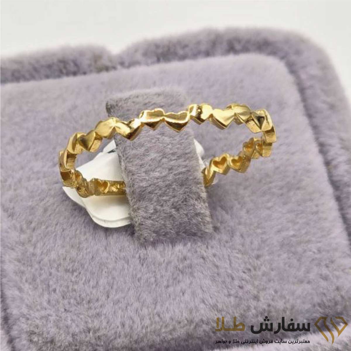 انگشتر مینیمال طلا سبک طرح قلب و تاج ST4774 انگشتر مینیمال طلا سبک طرح قلب و تاج ST4774 - Image 1
