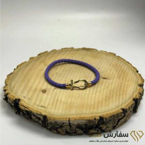 دستبند طلا امگا فرد با بند چرم رنگی ST2713