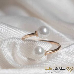 انگشتر طلا بنگل طرح دو سر مروارید - ST2562