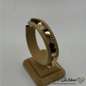 دستبند طلا طرح زنجیر کارتیر و پولک‌دار ST3916