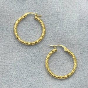 گوشواره طلا حلقه ای مورب تراش