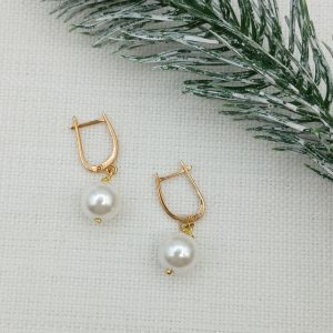 گوشواره طلا لاکچری طرح مروارید دار AJ2537