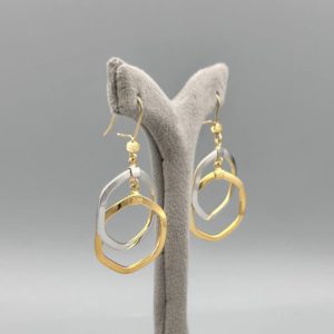گوشواره طلا متصل طرح شش ضلعی AJ4077