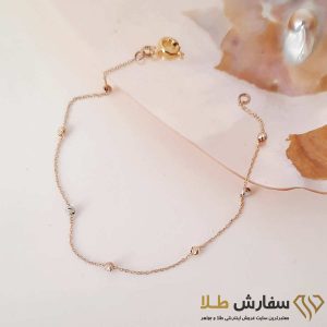 دستبند طلا مدل البرنادو کم گوی سه رنگ