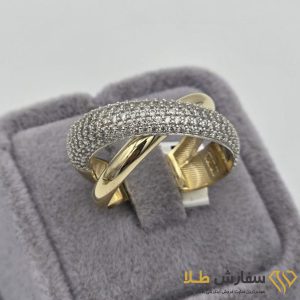 انگشتر لوکس طلا طرح متقاطع ST4808