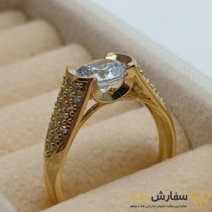 انگشتر سبک لوکس طلا طرح سنگ الماسی ST4060