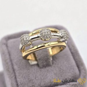 انگشتر لوکس طلا طرح سه‌نگین ST4805