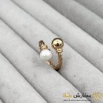 انگشتر طلا بنگل طرح مروارید و گوی موج دار ST3882 - Image 2