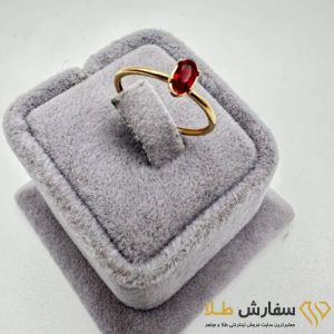 انگشتر تک نگین سولیتر قرمز ST5145