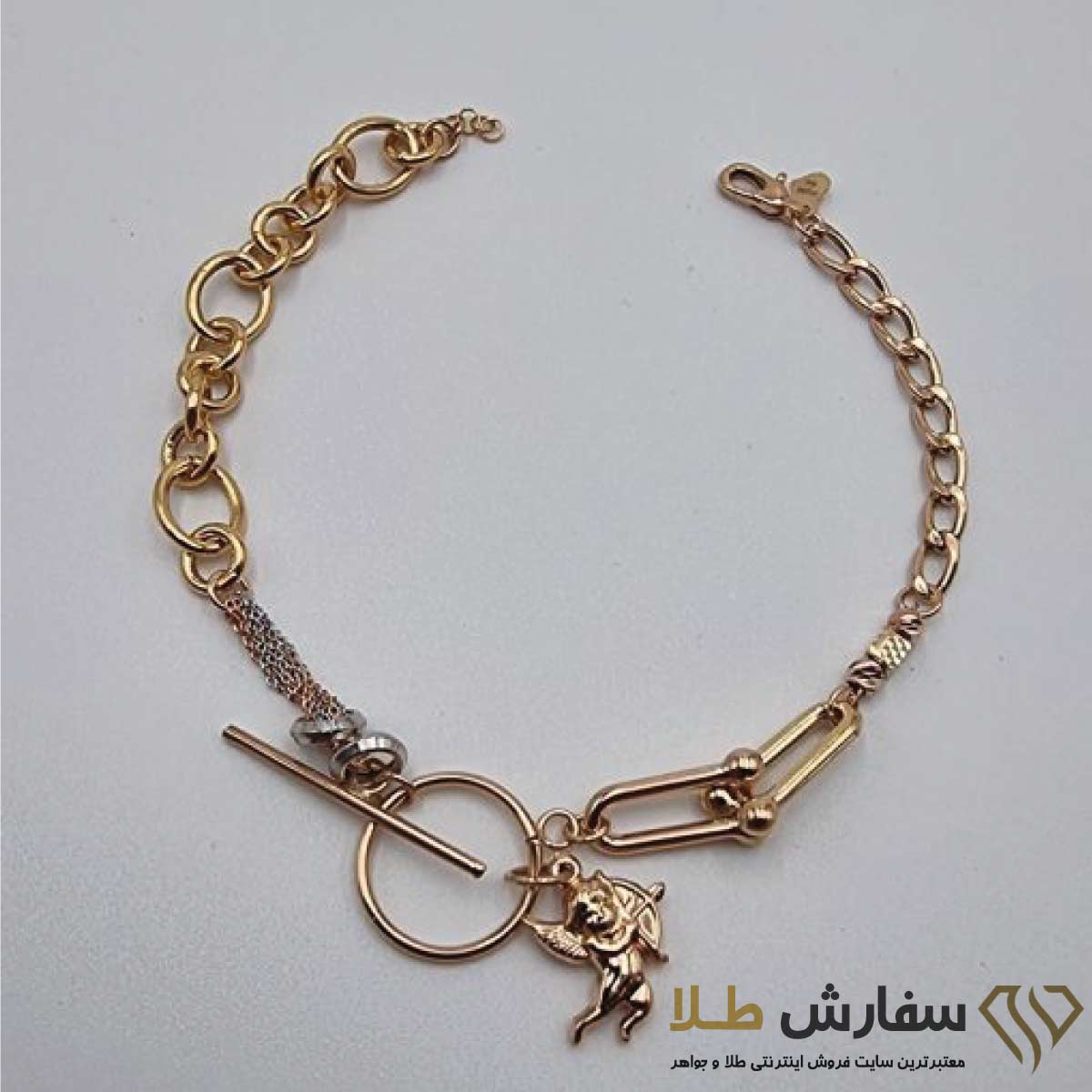 دستبند تیفانی طلا طرح ماه و فرشته ST4820 دستبند تیفانی طلا طرح ماه و فرشته ST4820 - Image 1