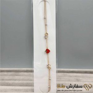 دستبند طلا زنجیری سبک تلفیقی قلب و تاج ST3859