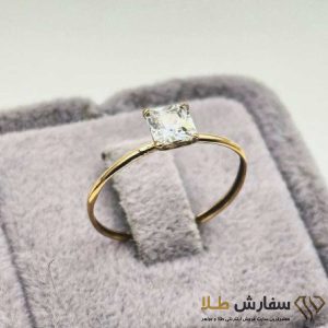 انگشتر سولیتر طلا طرح سنگ سفید ST4708