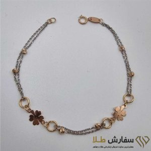 دستبند طلا زنانه طرح گل چهار برگ ST4828