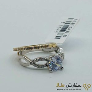 انگشتر سبک لوکس طلا ست طرح برلیان بیضی ST4582