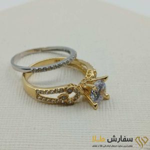 انگشتر سبک لوکس طلا ست طرح سنگ الماسی ST4062