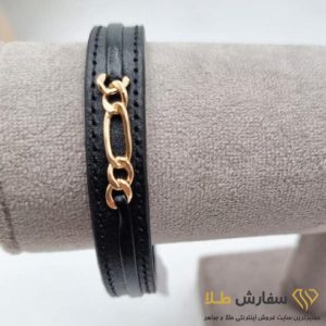 دستبند مردانه بند چرم فیگارو طلا ST5183