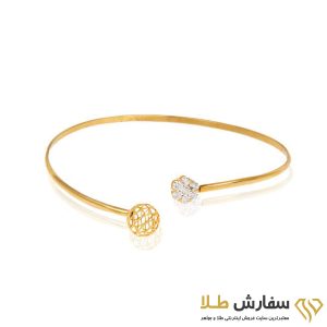 دستبند طلا زنانه بنگل النگویی با گوی و فلاور ST396