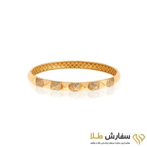 دستبند طلا زنانه النگویی طرح هرمی ST418