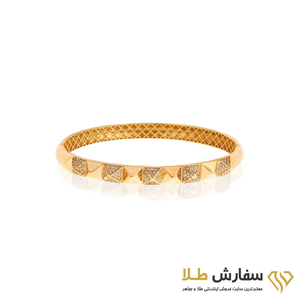 29 دستبند طلا زنانه النگویی طرح هرمی ST418 - Image 1