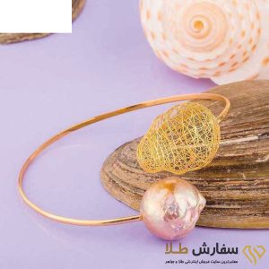 دستبند طلا زنانه بنگل النگویی مروارید باروک