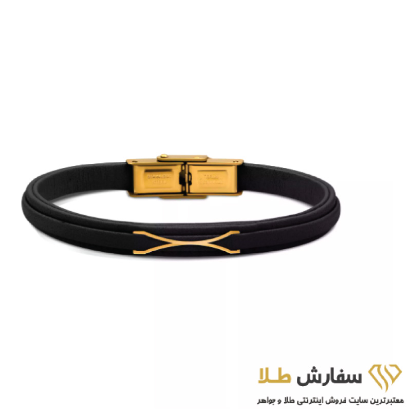 5 دستبند طلا چرم مردانه طرح بینهایت ST5281 - Image 1