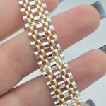 دستبند طلا کم‌اجرت ۱۸ عیار زنانه طلا و شمش برلیان مدل رولکس کد STZ250 - Image 2